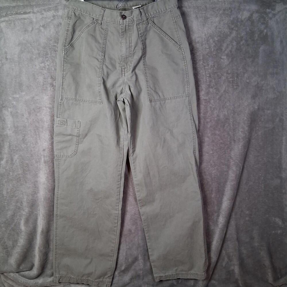 Mens Y2K Levis Utility Cargo Pants Size 33x34 Olive Green Relaxed Straight Fit